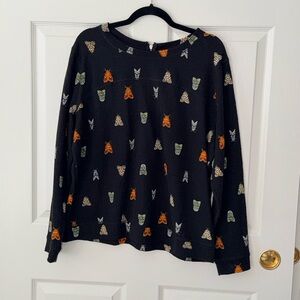 H&M Black Top with Colorful Butterfly Design